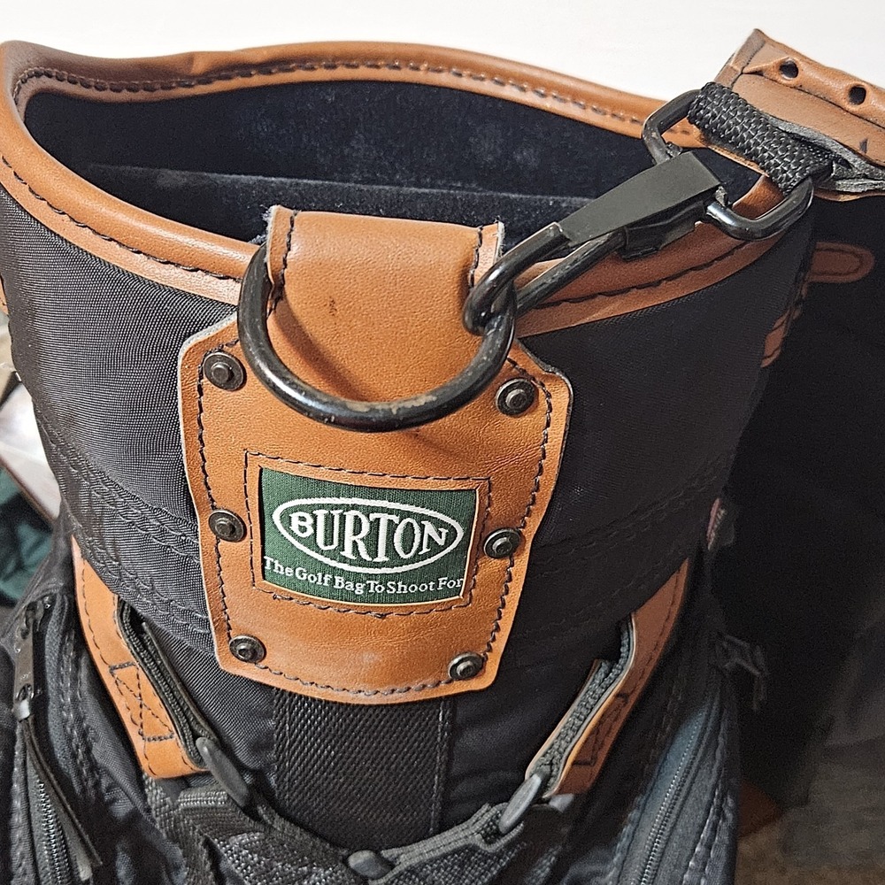 Burton Golf‎ Bag 6 Way Black Brown Leather Trim